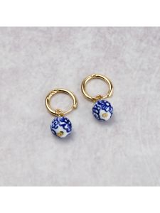 Delft blue bead earrings