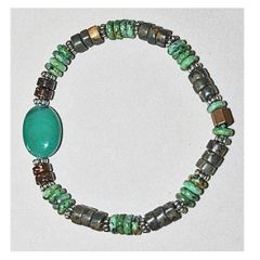 Armband met ovalen zeegroene agaat, serpentijn en jaspis