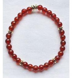 Armband rode Agaatkralen met goudkleurige hematiet