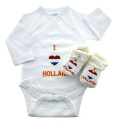 Baby Romper gift set with slippers "I Love Holland"