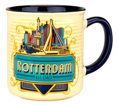 Beker vintage skyline klein Rotterdam – blauw - Klein