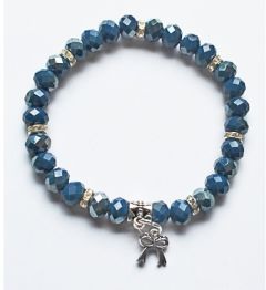 Armband blauwe facetgeslepen glaskralen met bedeltje