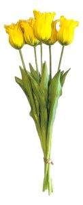 Boeket van 5 Gele Franje Tulpen - 40 cm