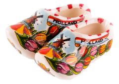Magneet keramiek klomppaar tulpenprint 5 cm