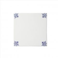 Tile White with Corner Decoration 13cm