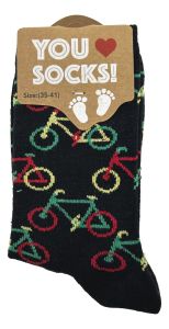 Dames sokken "Fietsen Rasta"