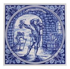 Delft blue tile - Wine maker, 15 cm