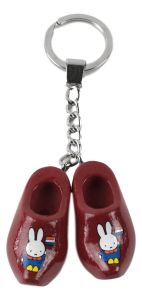 Double red clog keychain "Miffy in Blue Farm Blouse" , 4cm