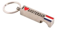Keychain opener I love Amsterdam silver