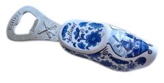 Houten klomp flesopener Delfts blauw, 8 cm