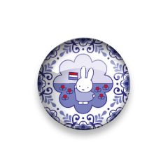 Glass magnet XL Miffy in Delft Blue with Flag