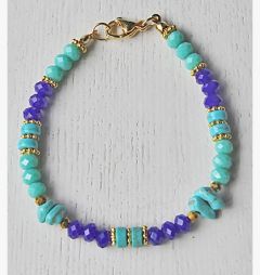 Bracelet dark blue and green facetted beads