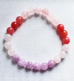 Jade en Rozekwarts 8mm armband, 19-20cm.