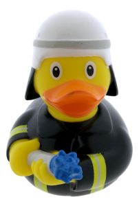 Badeend Brandweerman - zwart 