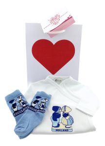 Baby Romper "Kissing Couple" Gift set with socks