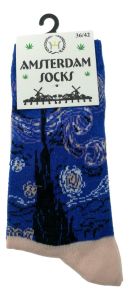 Ladies Socks "Van Gogh - Starry Night" - Pink  36-42