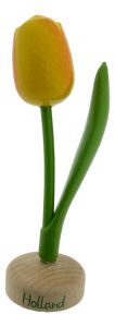Tulp op houten voet, geel / oranje