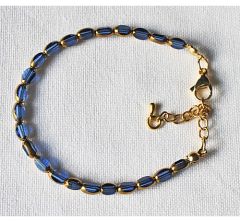 Armband transparant saffier blauwe kralen 5x3mm