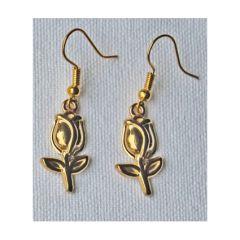 Earrings golden tulip, stainless steel