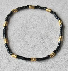 Miyuki delica armband, 3mm kralen, zwart en goud