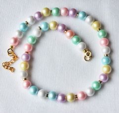 Necklace 10mm pastel colored acryllic beads