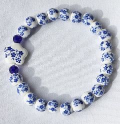 Armband delftsblauwe bloempjes