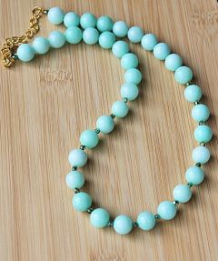 Necklace 10mm jade beads, amazonite color