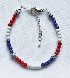 Armband rood, wit en blauw