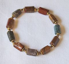 Armband natuurlijke, ongeverfde Jaspis Ocean kralen, 18-19cm