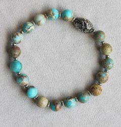 Armband 8mm natuurlijke Aqua Terra turkooiskleur kralen
