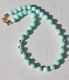 Ketting 10mm jade kralen, amazoniet kleur