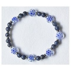 Armband Sesam Jaspis met lampwork kralen