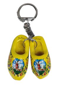 Yellow wooden shoes on a keyring