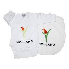 Holland Winkel Baby romper cadeauset Tulp Holland met slabbetje