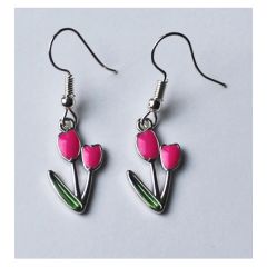 Earrings dark pink tulips