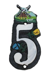 Cast iron house number 5
