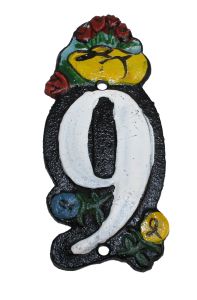 Cast iron house number 9