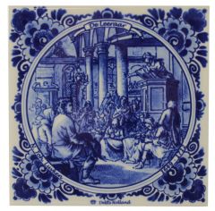 Delft blue tile - Shoemaker, 15 cm