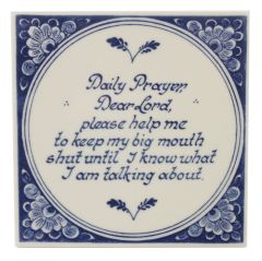 Delft blue tile - "Daily Prayer", 15 cm