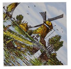 Polychrome tile - "Mill, Diagonal", 15 cm