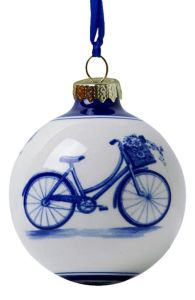 Delft blue Christmas ball with bicycle, 7 cm