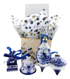 Gift box "Delft blue Christmas" 4 Christmas tree decorations