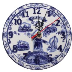 Delfts blue clock Holland, 15cm