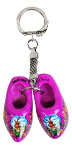 Keyring 2 clogs wood Purple