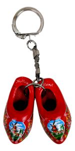 Keyring 2 clogs wood Red