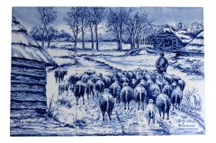 Tile panel "Flock of Sheep" - Mauve