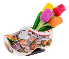 Magneet Keramiek Klomp met Tulpen - 7 cm - Multicolor