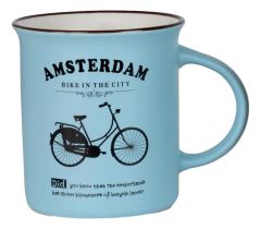Mok Memoriez - Amsterdamse Fietsen - Mat Blauw, Groot