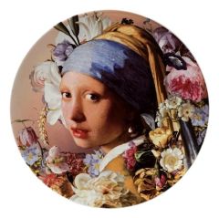 Wall plate Girl with Pearl Pastel, 31 cm