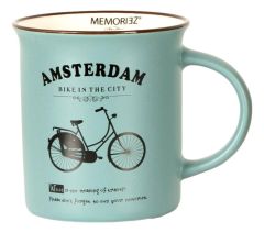 Mok Memoriez - Amsterdamse Fietsen - Mat Navy, Groot